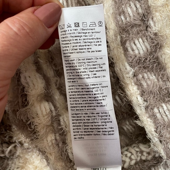 STEFANEL Winter Sweater Women, Light Color cream , white size M Honeycomb design - Picture 12 of 16